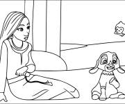 Coloriage Valentino et Asha sur terre