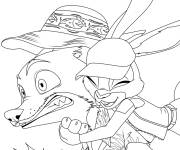 Coloriage Aventures de Nick Wilde et Judy Hopps de Zootopie 2