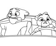 Coloriage Nick et Judy qui conduit la voiture