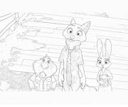 Coloriage Nick et Judy sur le pont