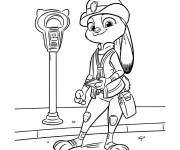 Coloriage Judy Hopps de Zootopie au travail