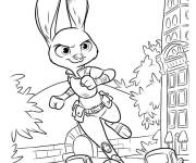 Coloriage Judy Hopps lapin policier en poursuite