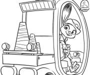 Coloriage Lapin Judy Hopps dans sa voiture de police