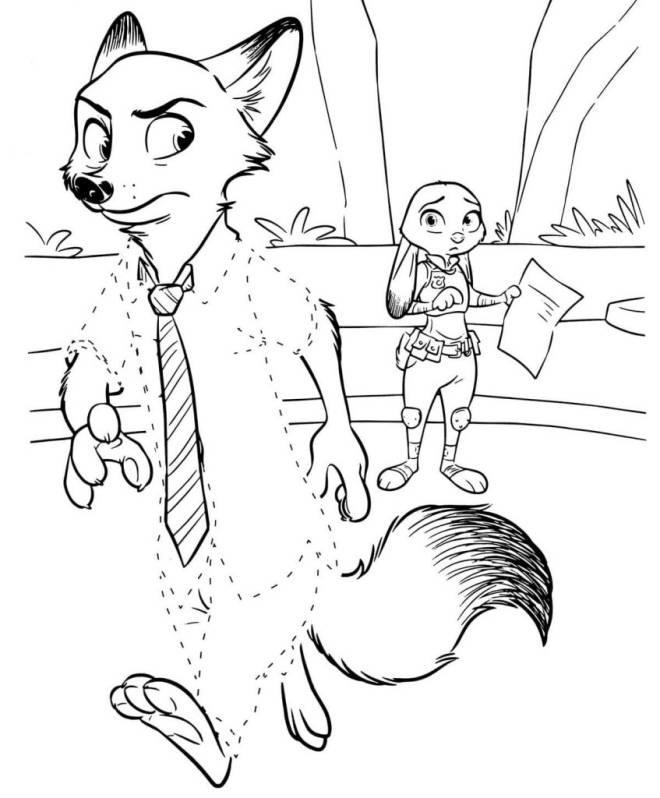 Coloriage et dessins gratuits Le renard de Zootopia à compléter à imprimer