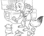 Coloriage Le renard Nick traite la glace