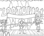 Coloriage Le spectacle de Zootopia, ville des animaux