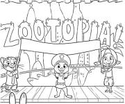 Coloriage Le spectacle de Zootopia, ville des animaux