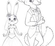 Coloriage Mariage de Judy Hopps et Nick Wilde