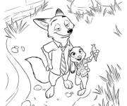 Coloriage Nick et Judy de Zootopie