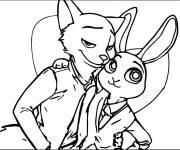 Coloriage Nick Wilde et Judy Hopps amoureux