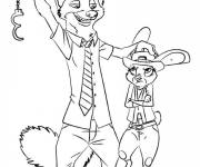 Coloriage Nick Wilde et Judy Hopps qui font rire