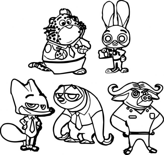 Coloriage et dessins gratuits Personnages de Zootopie à imprimer