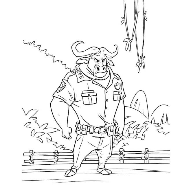 Coloriage et dessins gratuits Policier Buffolson de Zootopie à imprimer