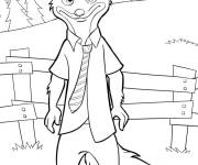 Coloriage Renard de Zootopie portant une cravate