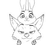 Coloriage Tête de Nick Wilde et Judy Hopps