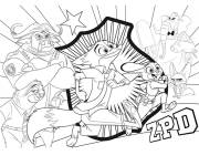 Coloriage Ville Zootopie animaux