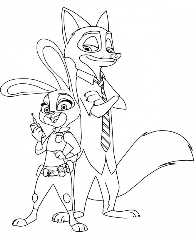 Coloriage Zootopie Disney dessin gratuit à imprimer