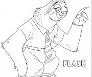 Coloriage et dessins gratuit Zootopie Flash le paresseux à imprimer
