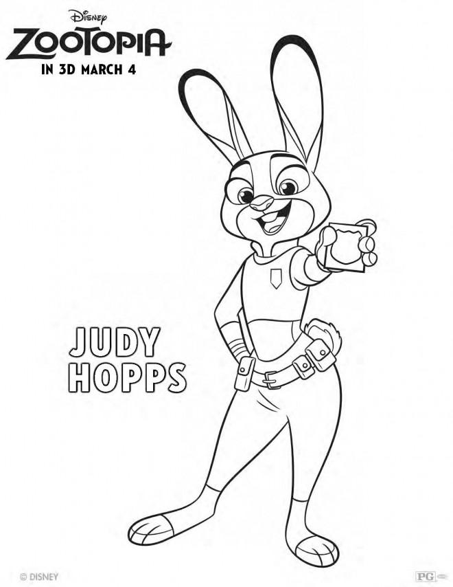 Coloriage Zootopie Judy Hopps dessin gratuit à imprimer