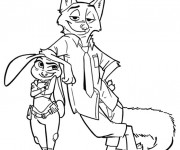 Coloriage Zootopie Nick et Judy