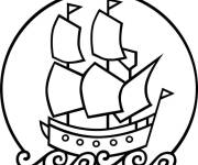 Coloriage Bateau de la fleur de Mai