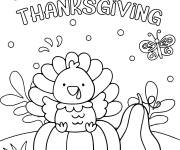 Coloriage B&eacute;b&eacute; dinde et citrouille en Action De Gr&acirc;ce