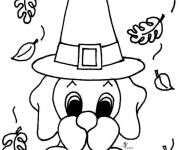 Coloriage Chiot mignon qui vous souhaite une joyeux Action De Gr&acirc;ce