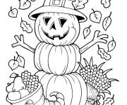 Coloriage Citrouille qui forme bonhomme d' Action De Gr&acirc;ce