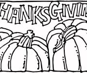 Coloriage Citrouilles de l'Action de Gr&acirc;ce en texte