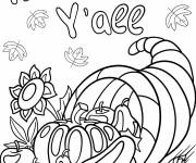 Coloriage Corne d'abondance de Thanksgiving dessin d&eacute;taill&eacute;