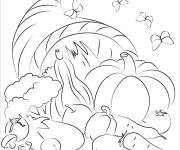 Coloriage Corne d'abondance pour la f&ecirc;te de Thanksgiving