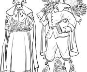 Coloriage Couple de p&egrave;lerins adulte