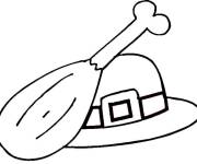 Coloriage et dessins gratuit Cuisse de dinde et chapeau de p&egrave;lerin à imprimer