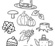 Coloriage Des objets sur le th&egrave;me de Thanksgiving