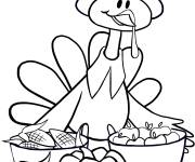 Coloriage Dinde avec des l&eacute;gumes pour Action De Gr&acirc;ce