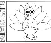 Coloriage Dinde de l'action de Grace &agrave; compl&eacute;ter avec motifs