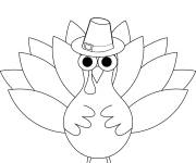 Coloriage Dinde de Thanksgiving avec belle queue