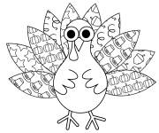 Coloriage Dinde de Thanksgiving avec motifs