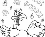 Coloriage Dinde dr&ocirc;le de Thanksgiving qui s'enfuit