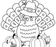 Coloriage Dinde dr&ocirc;le pour c&eacute;l&eacute;brer la f&ecirc;te
