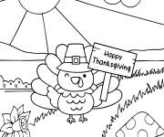 Coloriage Dinde mignonne sous le soleil