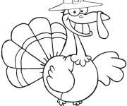 Coloriage Dinde p&egrave;lerine style cartoon