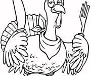 Coloriage Dinde pr&ecirc;te &agrave; manger