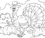 Coloriage Dinde qui c&eacute;l&egrave;bre l' Action De Gr&acirc;ce