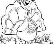 Coloriage Dinde style dessin anim&eacute; d' Action De Gr&acirc;ce