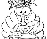 Coloriage et dessins gratuit Dindon jouant du tambour comme un indien à imprimer