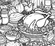 Coloriage Diner Action De Gr&acirc;ce maternelle ce1