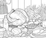 Coloriage Dîner de dinde de Thanksgiving en réalité