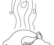 Coloriage Diner Dinde pour Action de Grace pour enfants