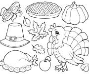 Coloriage El&eacute;ments d'Action De Gr&acirc;ce